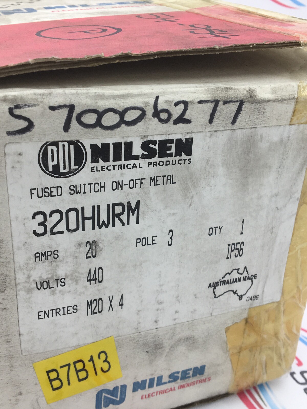 NILSEN FEDERAL SERIES 320HWRM FUSED ON OFF SWITCH 3 POLE 440V 50HZ 20A IP56
