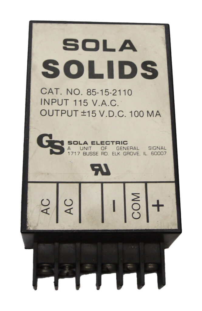 NEW SOLA 85-15-2110 POWER SUPPLY 115VAC 15VDC
