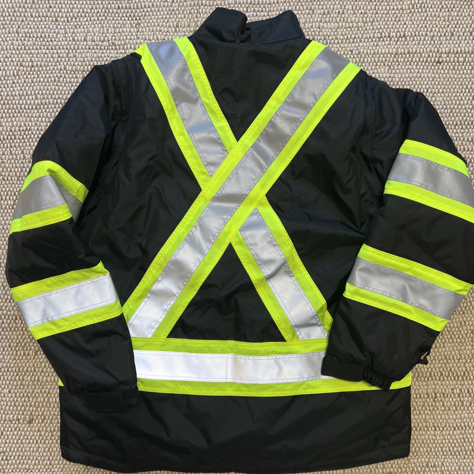 Men’s Hi-Vis 5-in-1 Safety Jacket, 300D Poly Oxford with PU Coating, Black, XLT