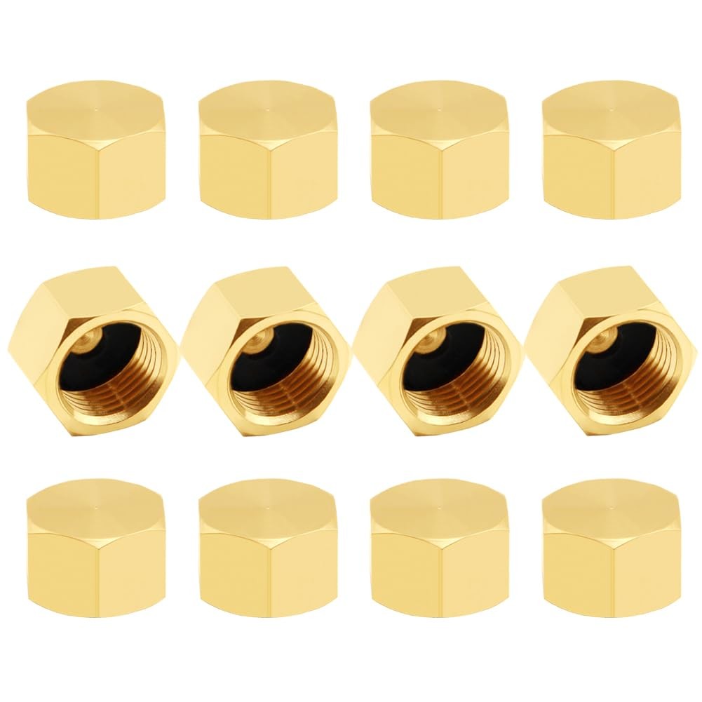 12PCS Brass 3/8 Inch Compression Caps, 3/8″ Female Stop Valve Cap Fitting for…