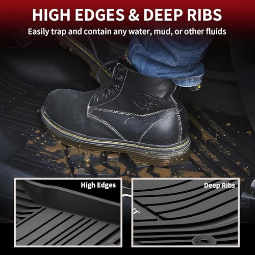 LASFIT Floor Mats for Toyota Tundra 2022-2025 2026 CrewMax Cab, All Weather