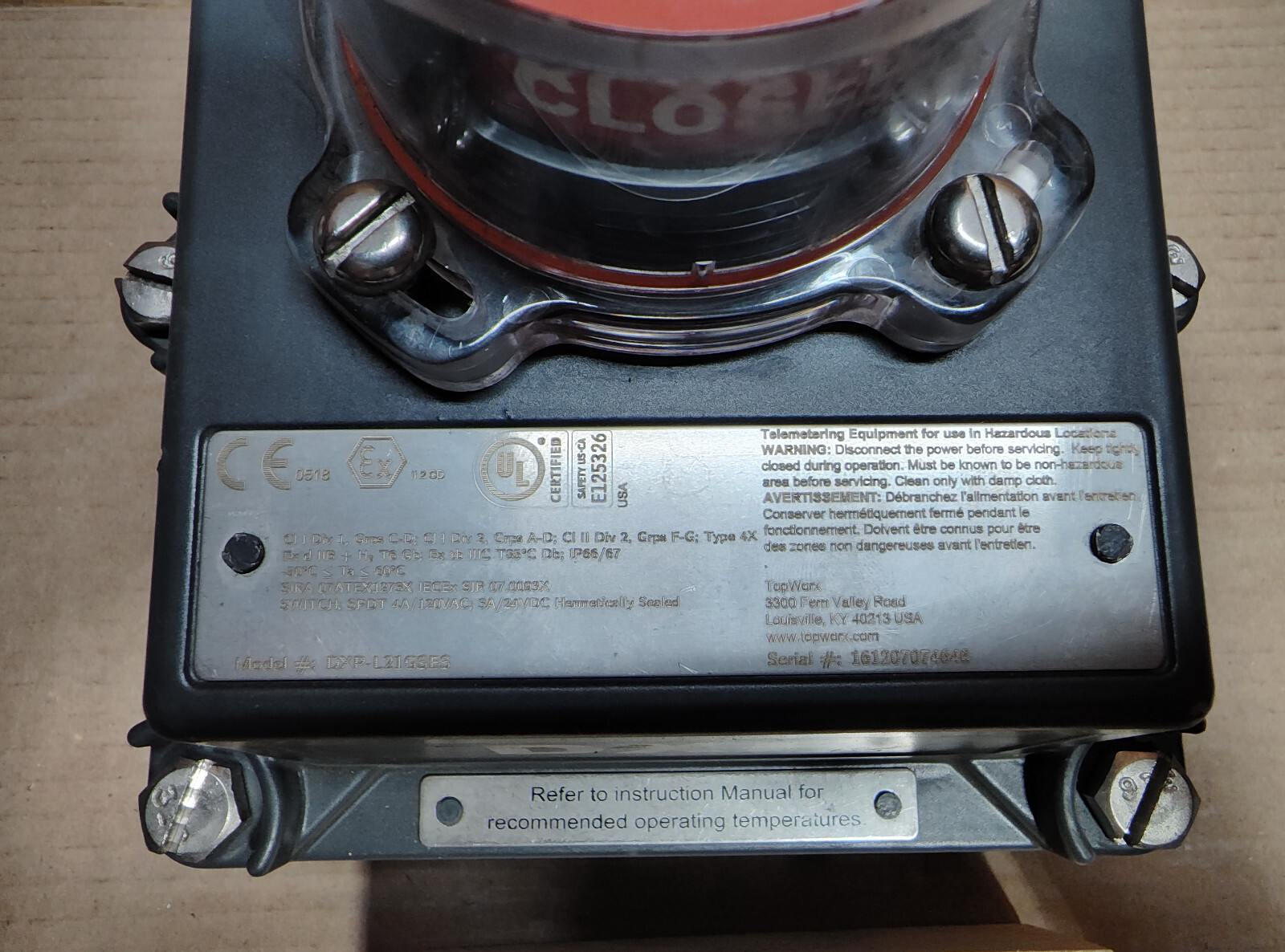 TopWorx DXP-L21GSES Valve Position Indicator