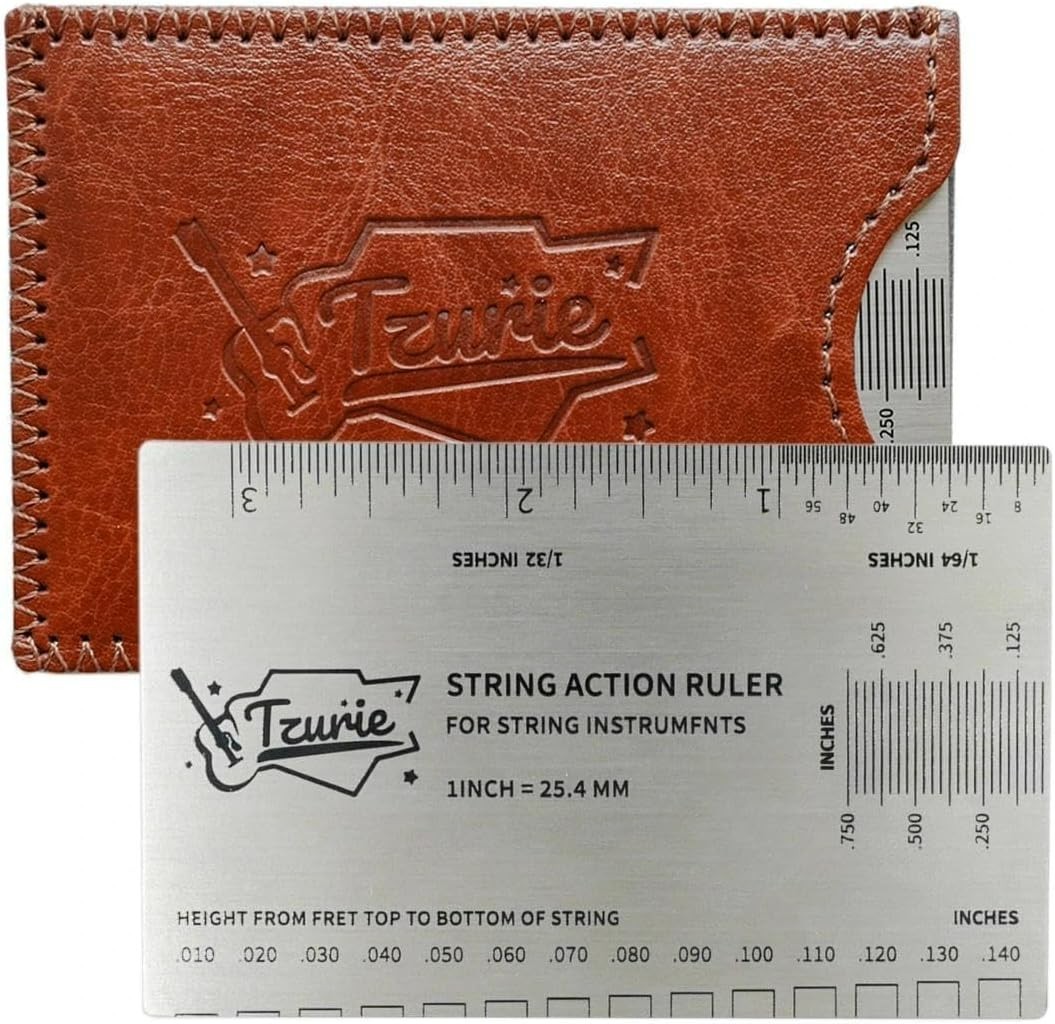 Guitar String Action Gauge, Stainless Steel Pocket Size Tool with Travel Case…