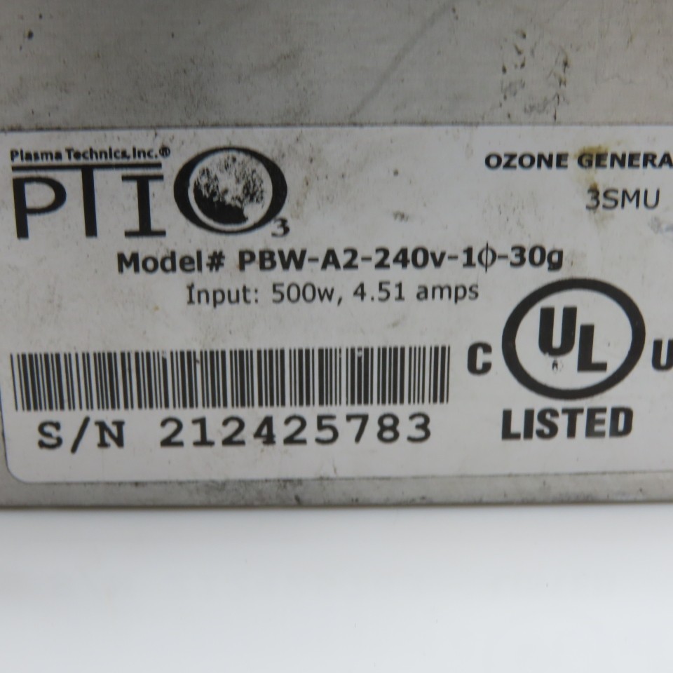 Plasma Technics Inc. PBW-A2 Ozone Generator Cell 500W 4.51A 240V 1Ph 30g