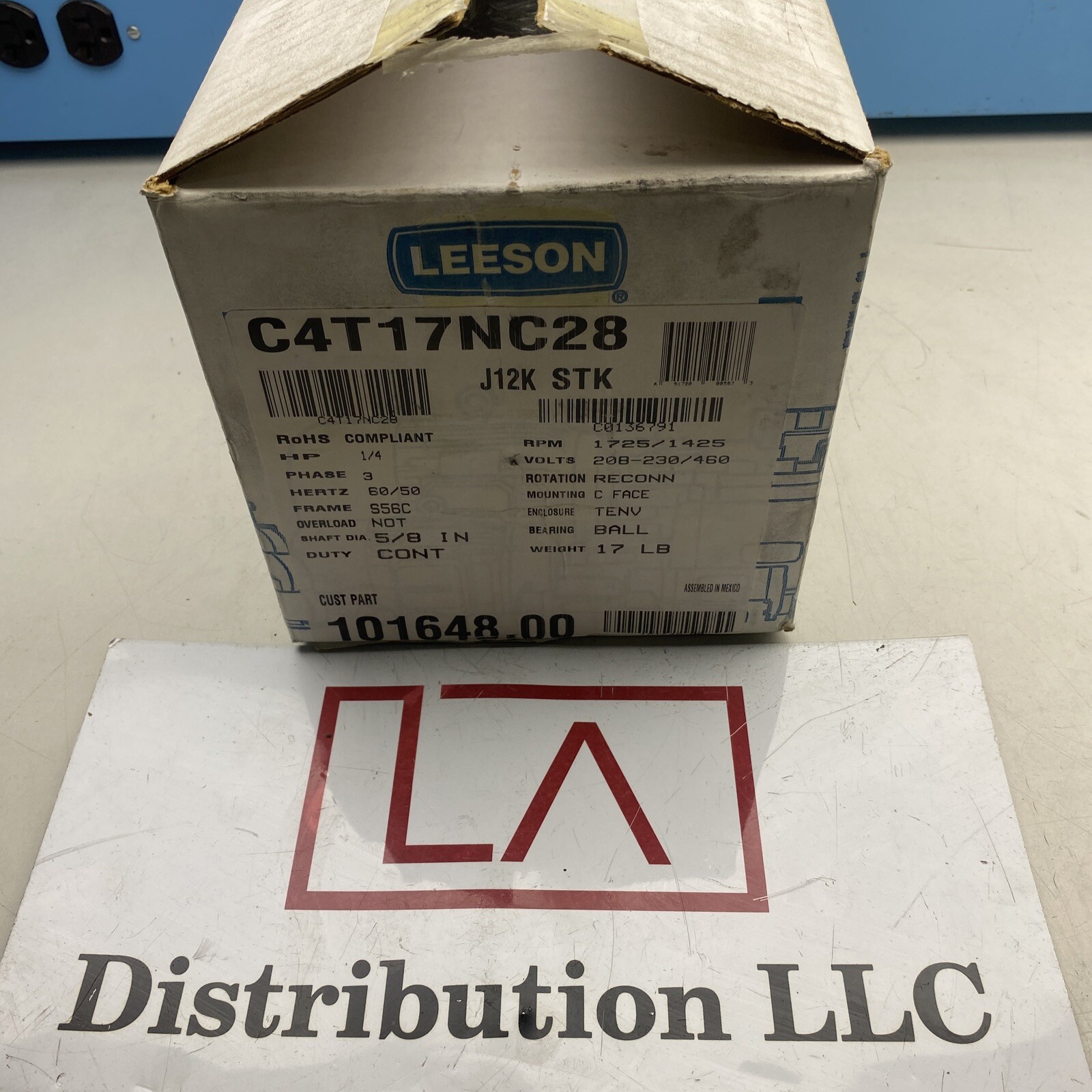 Leeson 101648.00 Motor C4T17NC28 1/4 HP 208-230/460V 1725/1425