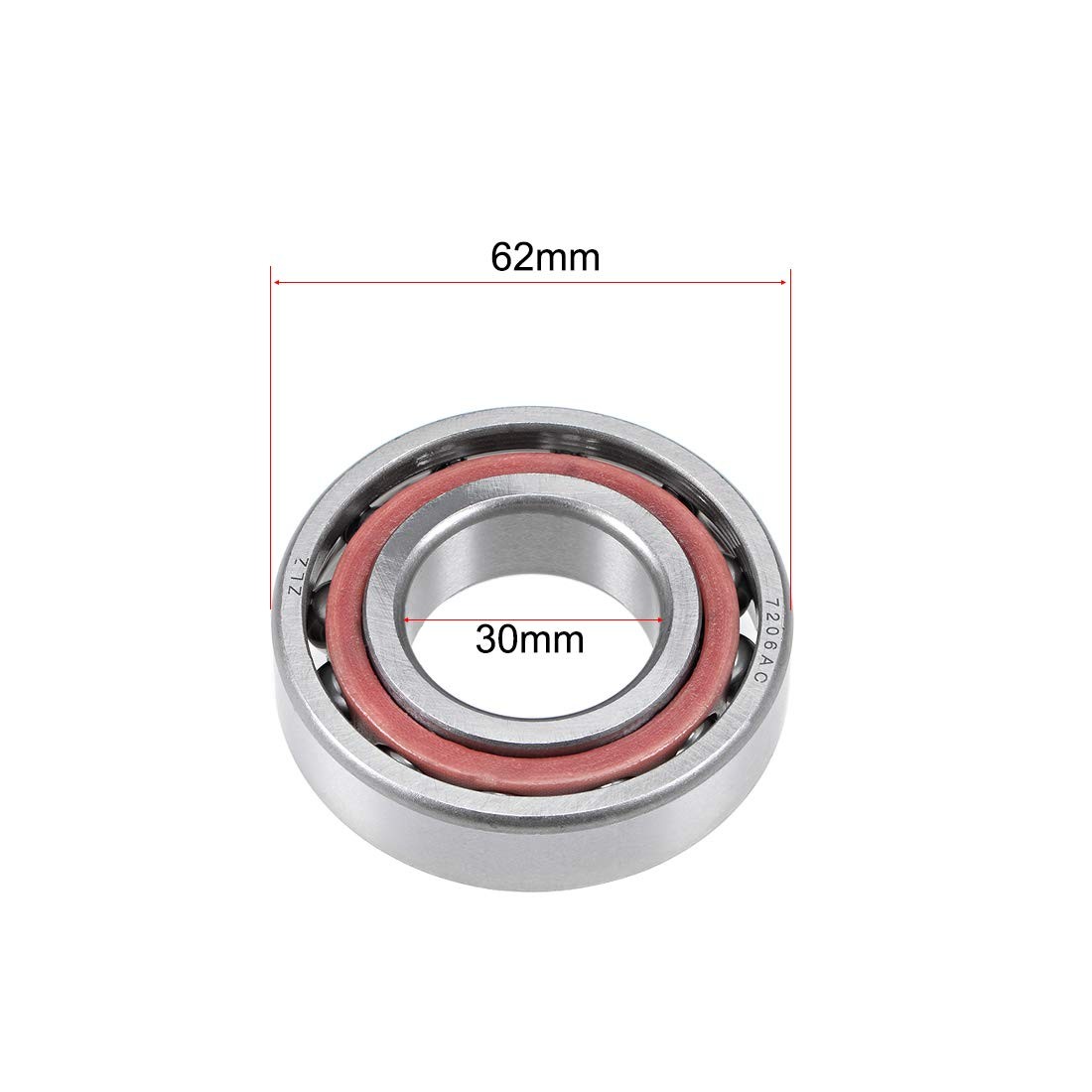 uxcell 7206AC Angular Contact Ball Bearing 30x62x16mm, Single Row, Open, 25° Con