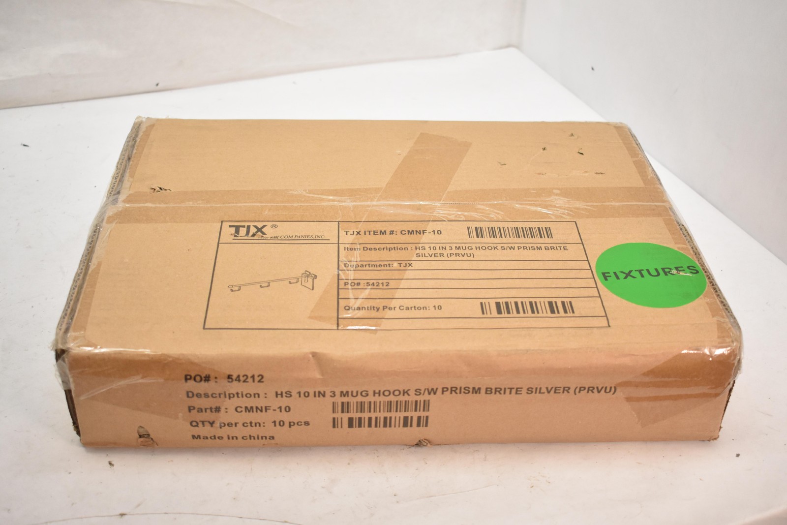 TJX CMNF-10 HS 10in 3 Mug Hook Slatwall Prism Brite Silver Lot Of 10 Hooks