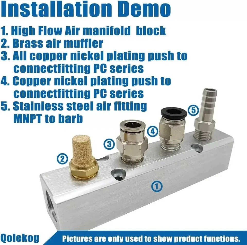 4 Way 6 Port Air Manifold 1/2″ NPT Supply Port 1/4″ NPT Outport with Mounting Ho