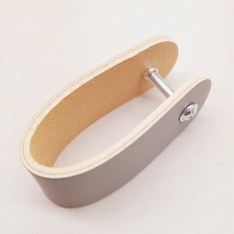 5Pcs Leather Drawer Pulls Single Hole Knobs for Drawers, Grey/Silver