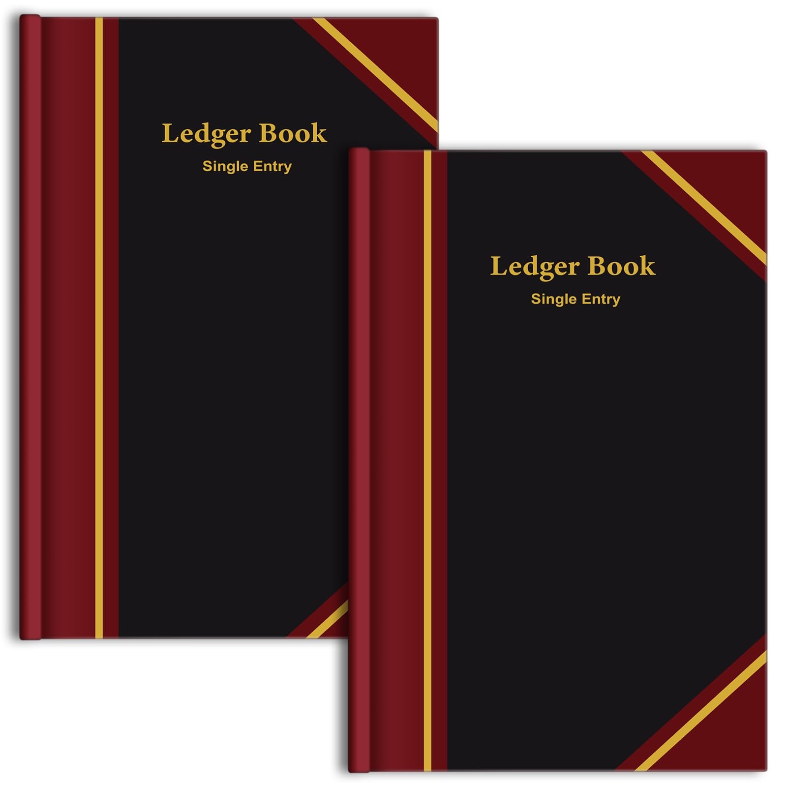 Jetec 2 Pcs Black Ledger Books for Bookkeeping 11.4 x 7.5 Inches Accounting Book