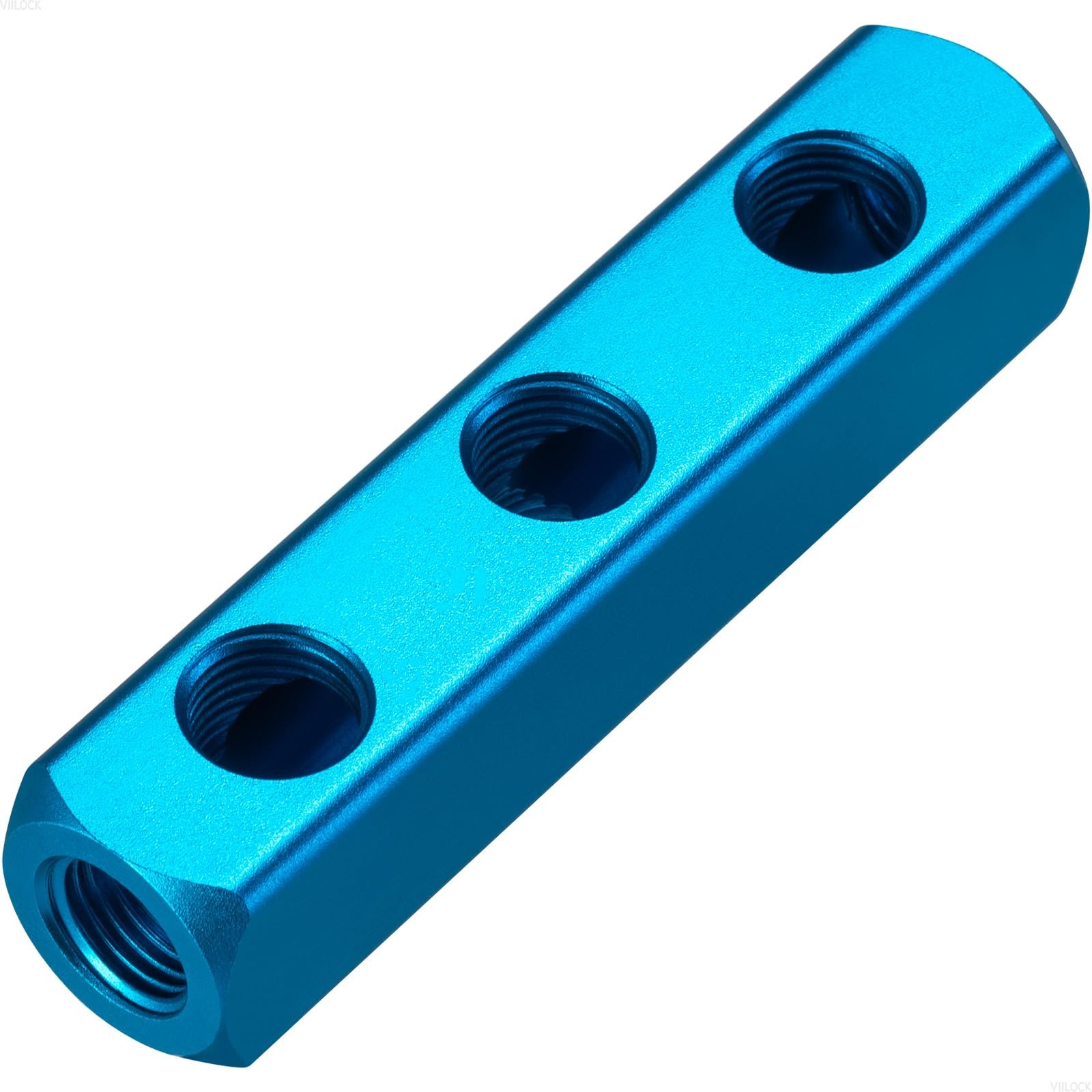 2 PCS Aluminum Block 1/4 Inch PT Pneumatic Manifold Distribution 3 Way 6 Port