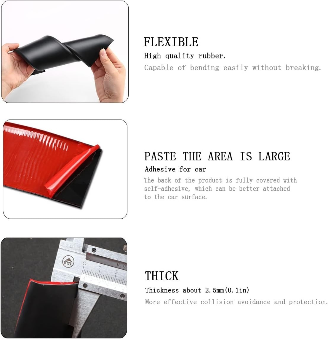8.2ft*3.15in Side Skirts for Cars Universal,Universal Rubber Anti-Scratch Sid…