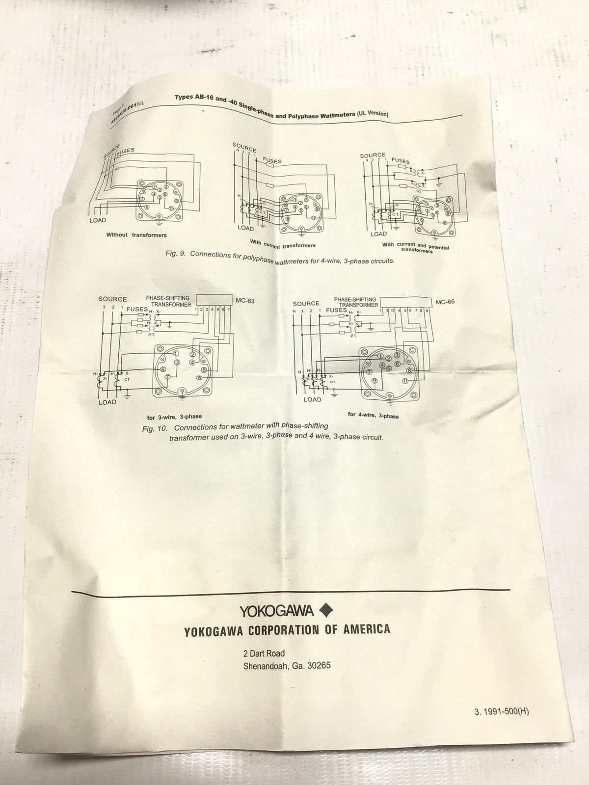 WESCHLER INSTRUMENTS 103211A 1PH 2W 5A Single-Phase & Polyphase Wattmeter 