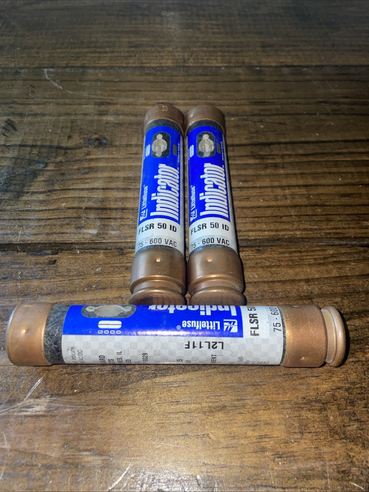 LOT OF 3 LITTELFUSE FLSR 50 ID INDICATOR FUSE 50A 600VAC