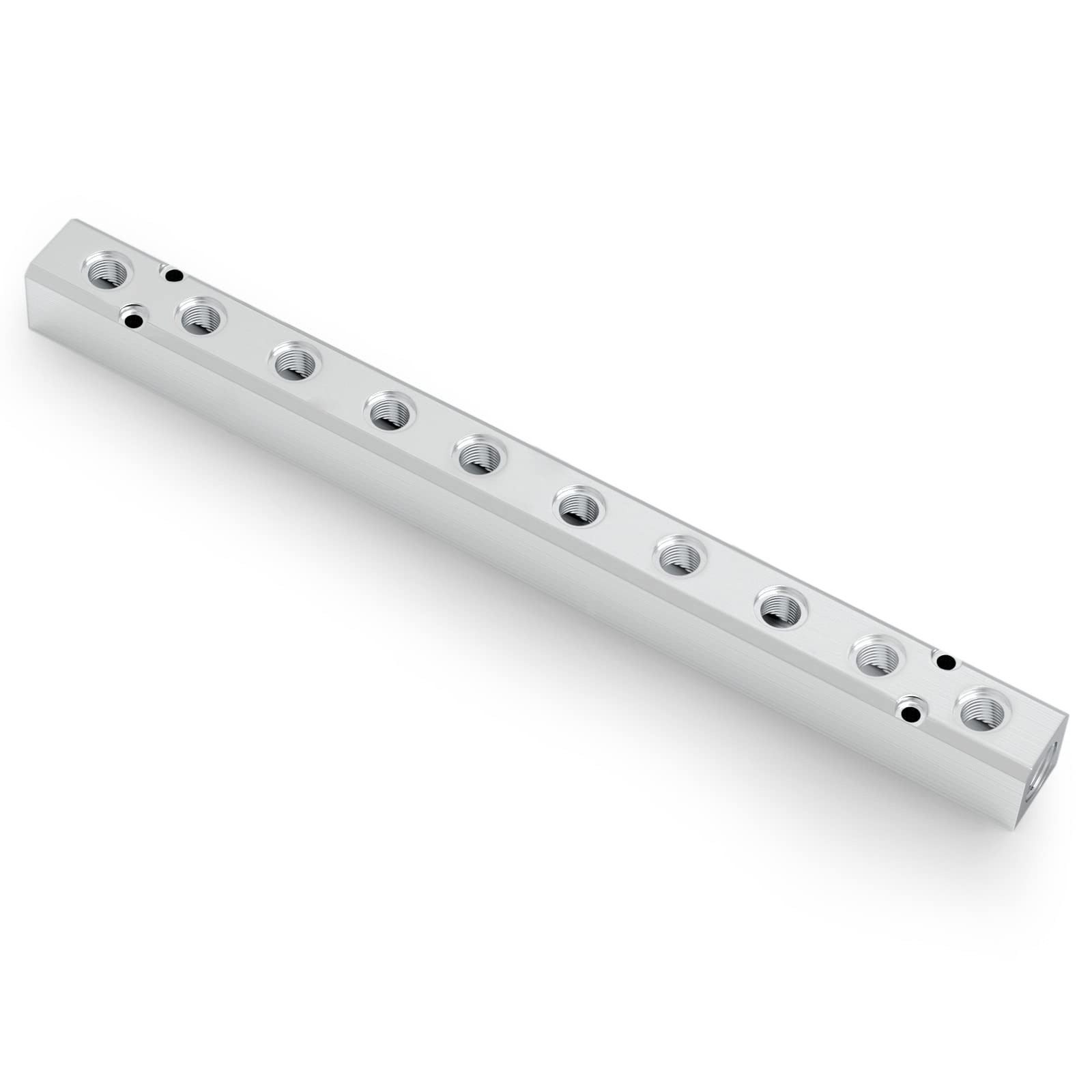 Aluminum Air Manifold 10 Way 12 Port Pneumatic Splitter 1/4 Output 1/2 Supply