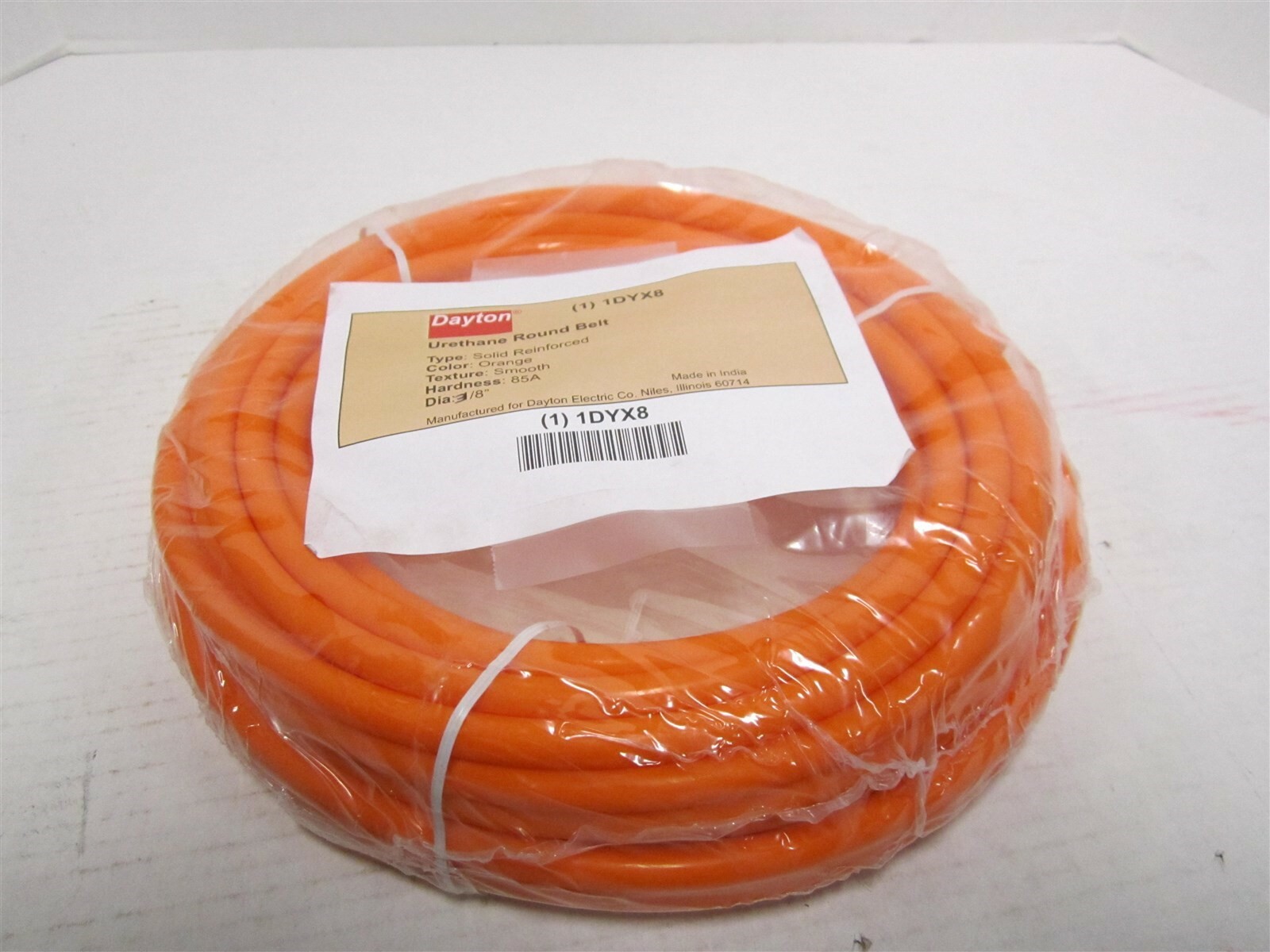 50FT Orange Round Belt Smooth Solid Reinforced Core Shore A 85 Hardness 3/8″ Dia