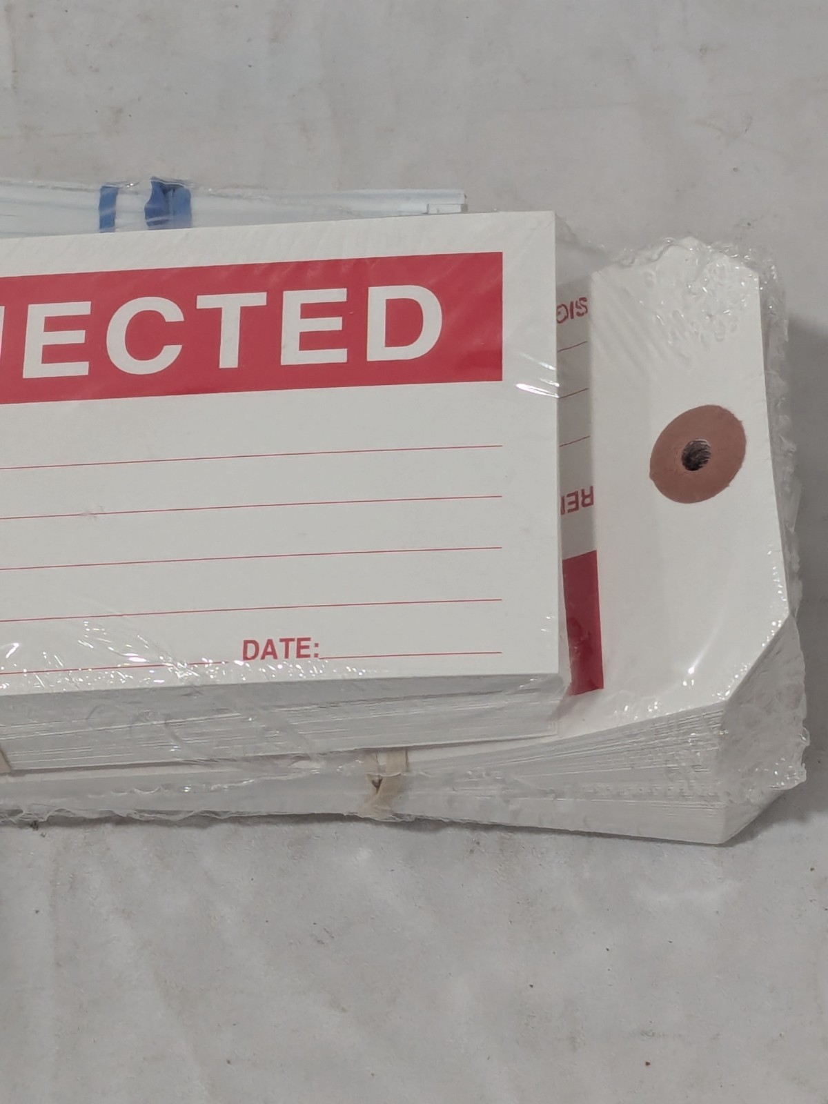 “Rejected” Tag: Rectangle, 2-7/8″ High, 6-3/4″ Wide, Paperboard Qty 100 06443634