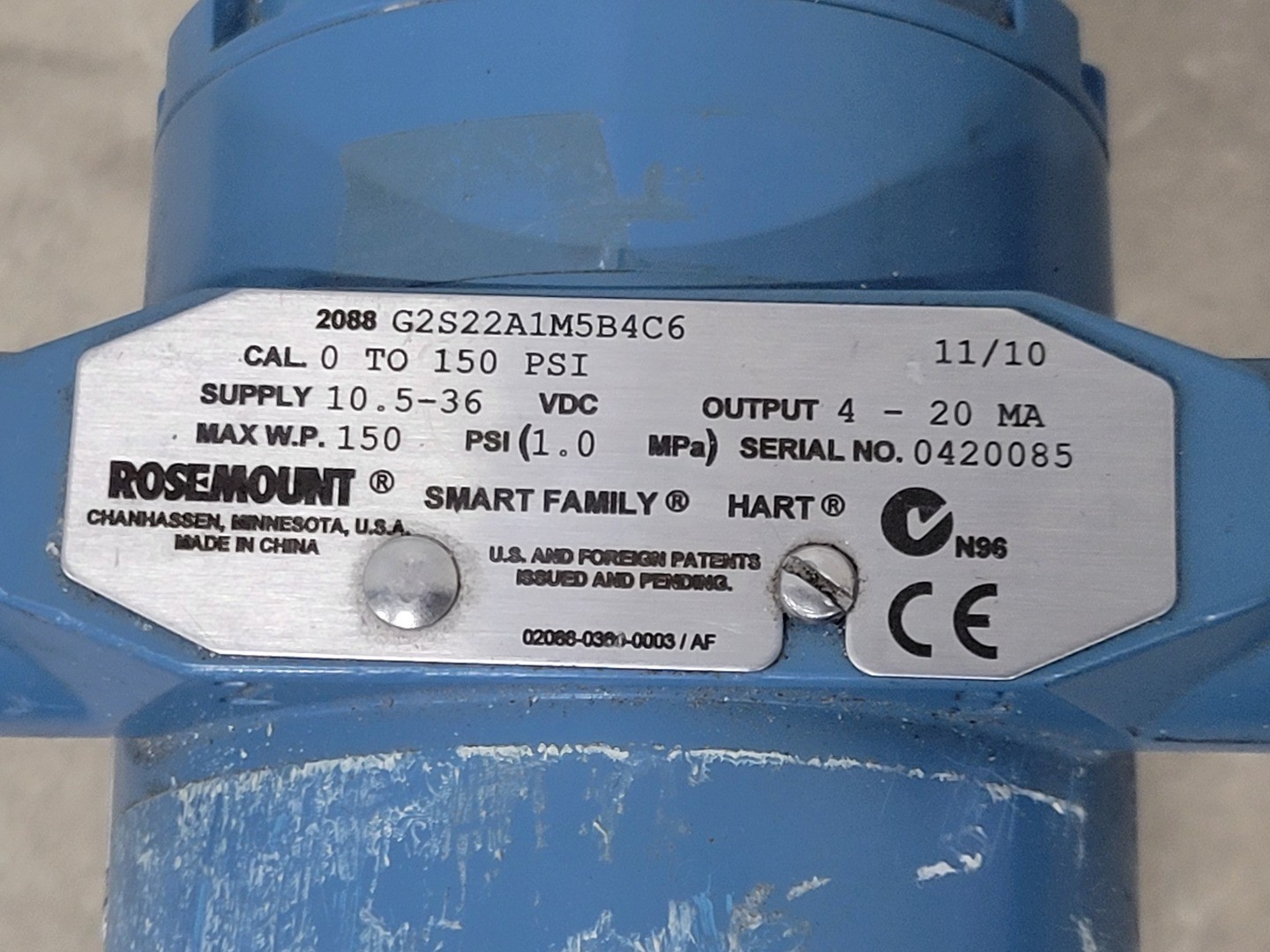 FISHER-ROSEMOUNT 3-15 PSIG Absolute and Gage Pressure Transmitter 2088 G2S22A1M5