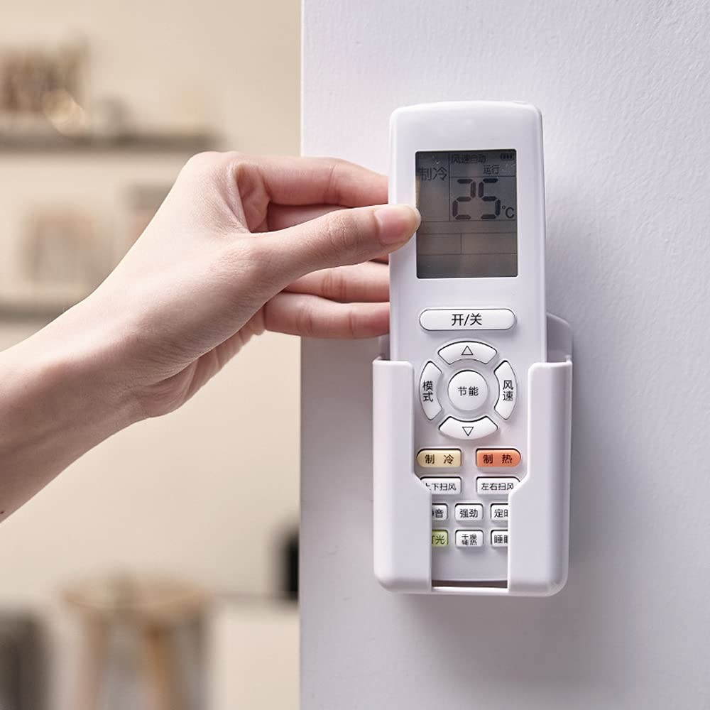 2 Pcs Wall Mount Remote Control Holder Media Player Small,1.85inch, White