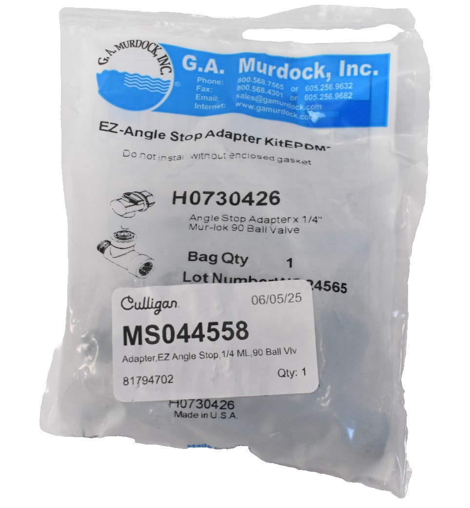GA Murdock EZ Angle Stop Adapter Kit EPDM H0730426 w 1/4″ Mur-Lok 90° Ball Valve