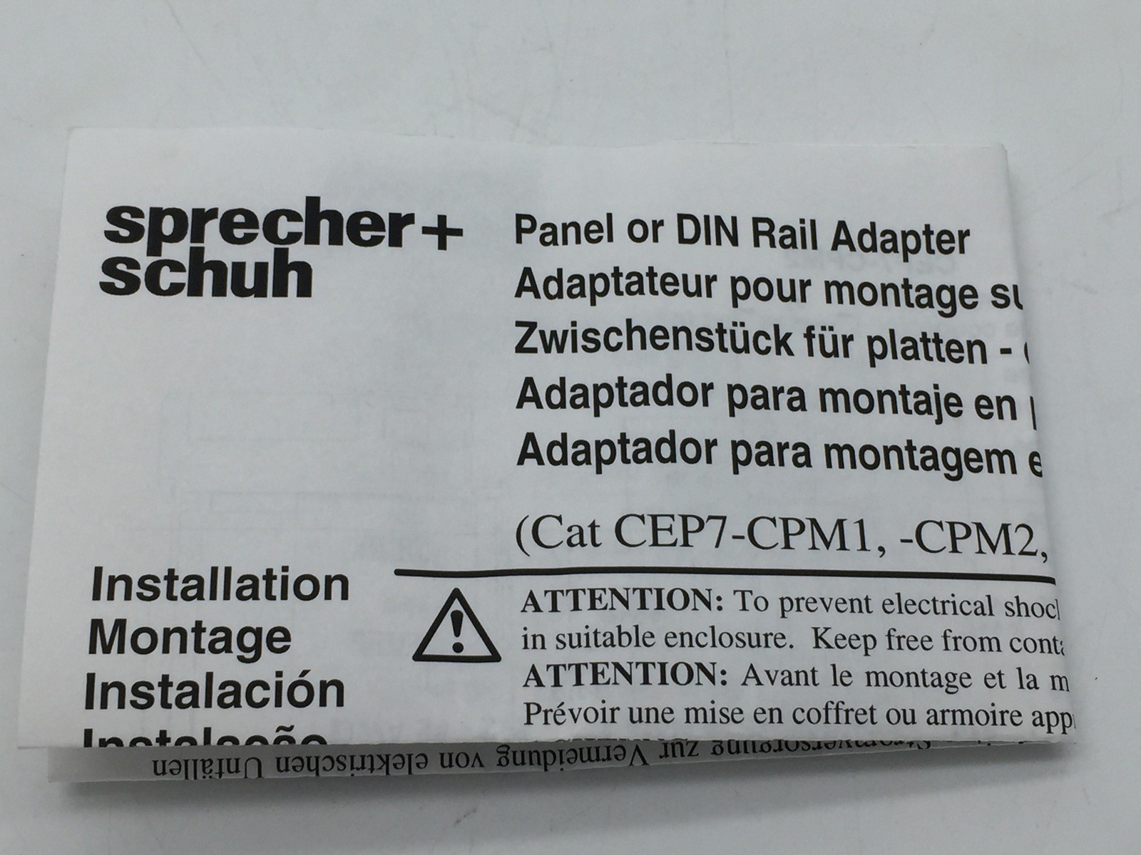 Sprecher + Schuh CEP7-CPM3 Din Rail Panel Adapter