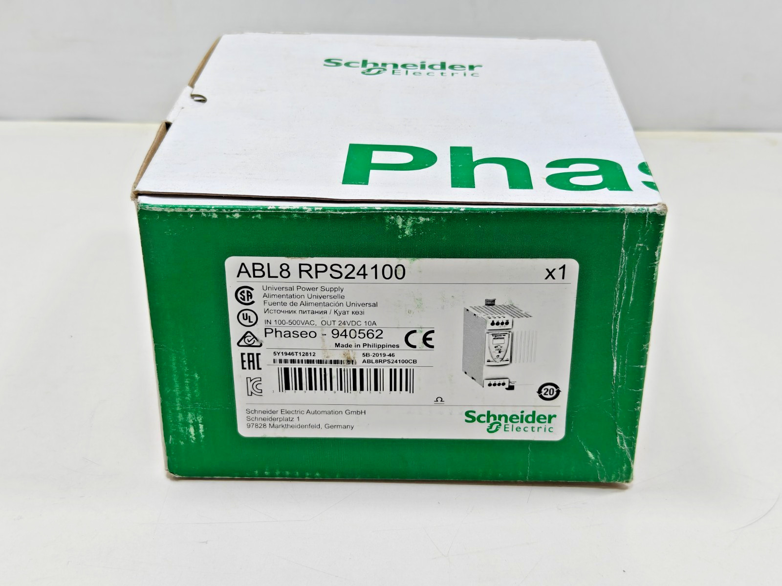 ABL8 RPS24100 Schneider Regulated SMPS 1 or 2 phase 100..500 V – 24V – 10A