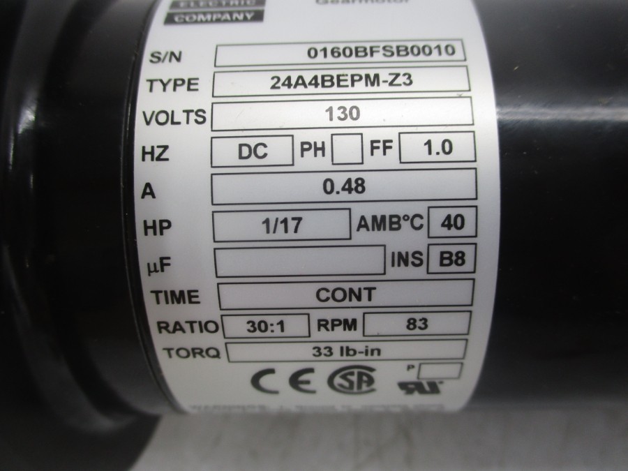 BODINE 24A4BEPM-Z3 0160BF 130V 0.48A NSMP