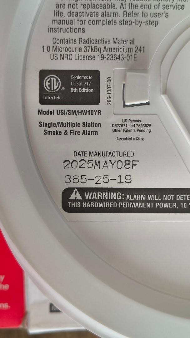 NEW USI/SM/HW10YR 2-IN-1 Smoke & Fire Alarm Hardwired + 10 Yr Battery Free Ship