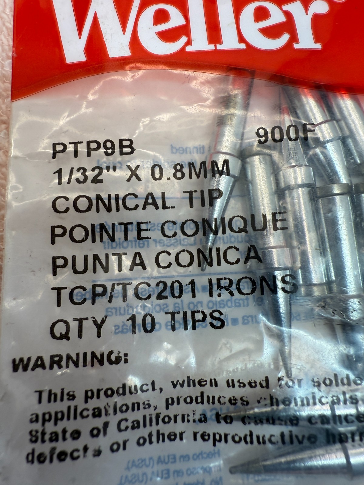 WELLER PTP9B, 900F, 1/32″ X 0.8mm Tip, Qty of 1 Tip from the Package in Picture
