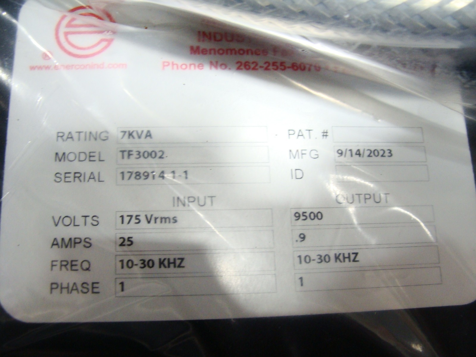 New Enercon CoronaFlex Corona Plasma Surface Treatment System + Compak Pro 1.5kW