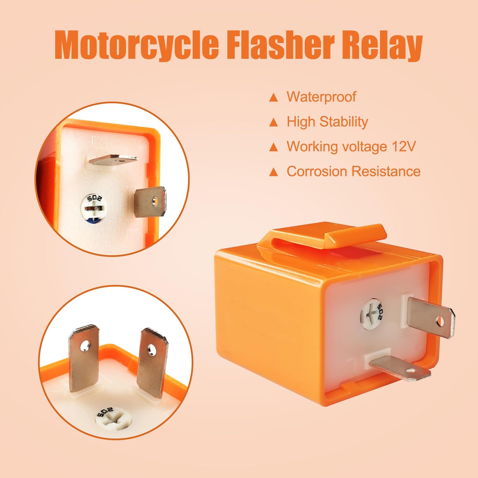 2Pcs 2Pin 12V Speed Adjustable LED Electronic Flasher Relay Fix Motorcycle Tu…