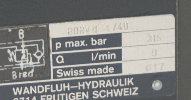 NEW WANDFLUH HYDRAULIK BDRV D34/40 VALVE BDRVD34/40