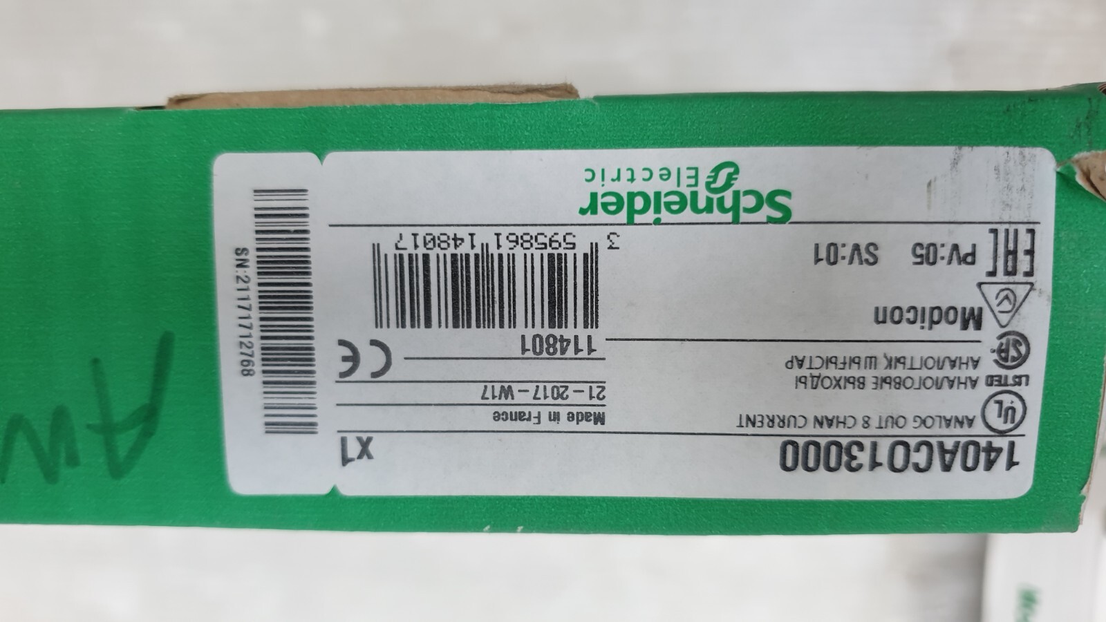 Modicon Schneider TSX Quantum PLC 140-ACO-130-00, 114801 ANALOG OUT 8 CH CURRENT