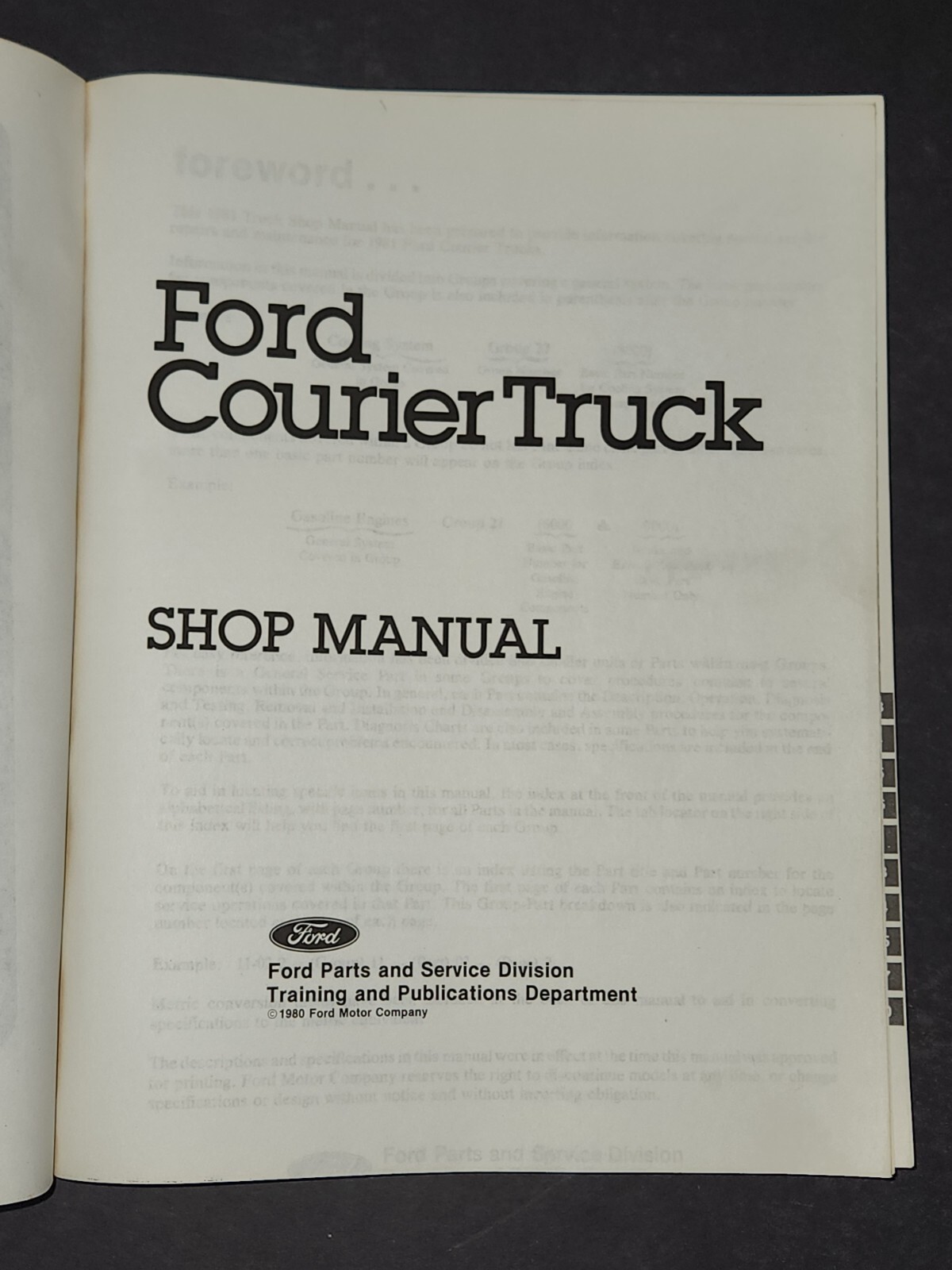1981 Ford Courier Truck Repair Shop Manual