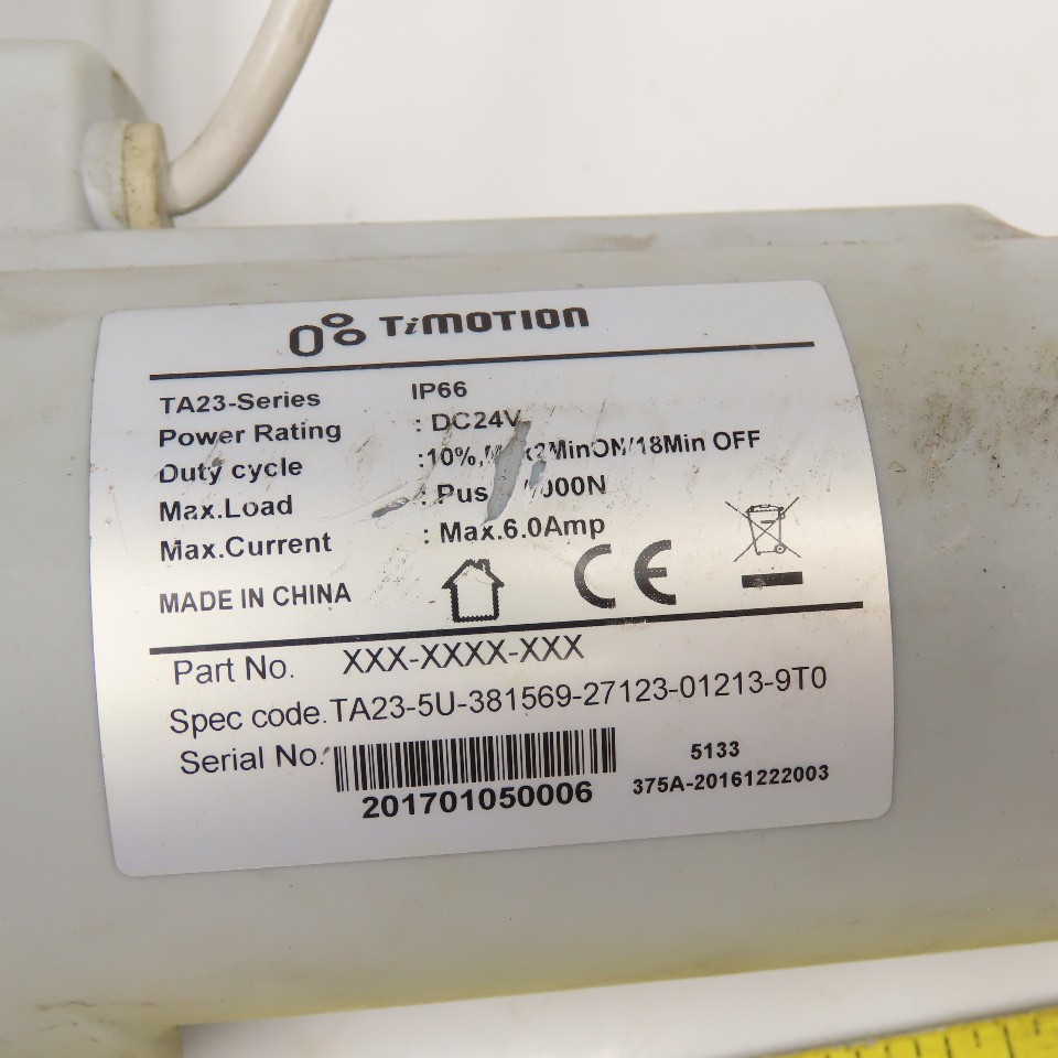 TiMotion TA-23 Series Actuator Cylinder 24VDC 5000N Push 24″ OAL Parts/Repair