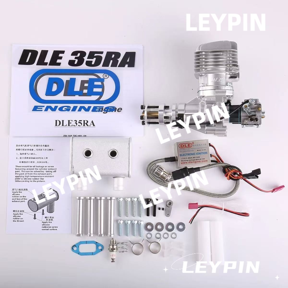1pcs DLE35RA Engine W/Electronic Igniton &Muffler For 30CC 35CC RC Plane*ytd