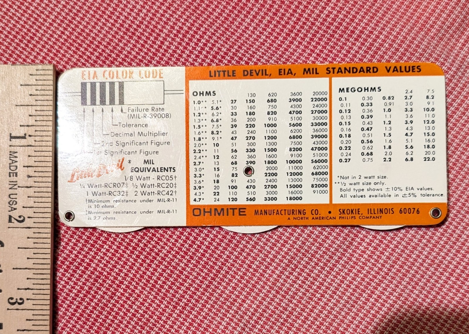 Vintage 1971 OHMITE Little Devil Color Coder