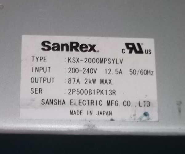 SAN-REX SANREX KSX-2000MPSYLV 200-240V 12.5A 87A 2kw POWER SUPPLY SANSHA