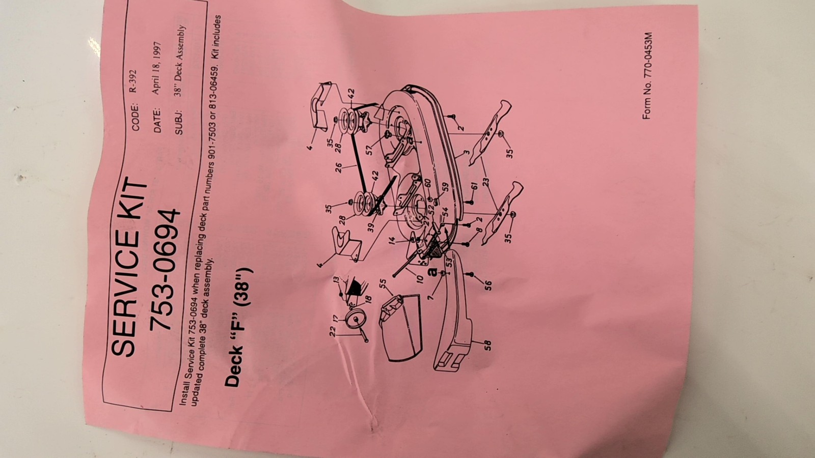 MTD 753-0694-0637 38″ Complete Deck Assembly