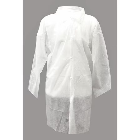 Action Chemical Pp110-4X Disposable Lab Coat, Polypropylene, Snaps Closure,