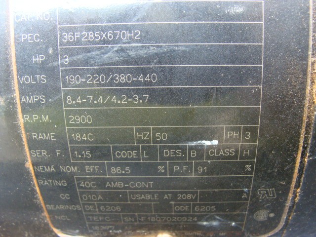 FINISH THOMPSON MAGNETIC DRIVE PUMP DB15P-14 IMP: Ø 5.13 90PSI BALDOR MOTOR 3HP