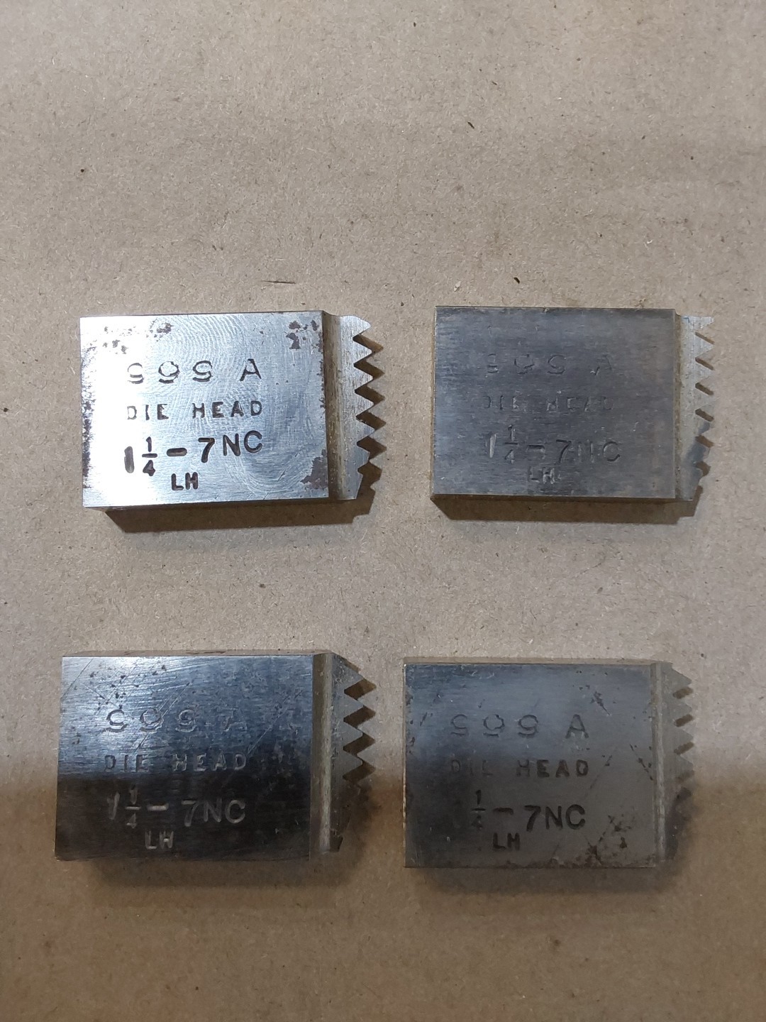 TB 999 A 1 1/4-7 NC Pipe Opening Die Head Dies Lot of 4