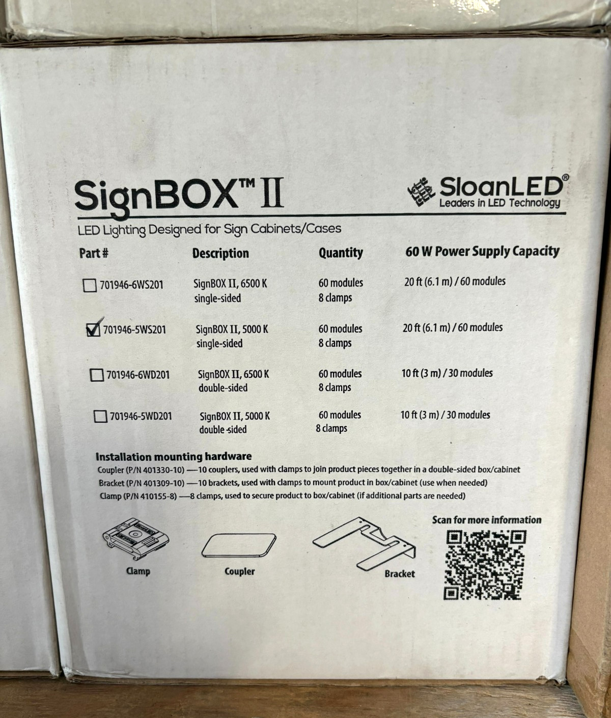 Sloan LED SignBOX II New Complete Kit Double-sided 6500K SignRayz PRO SignBOX3