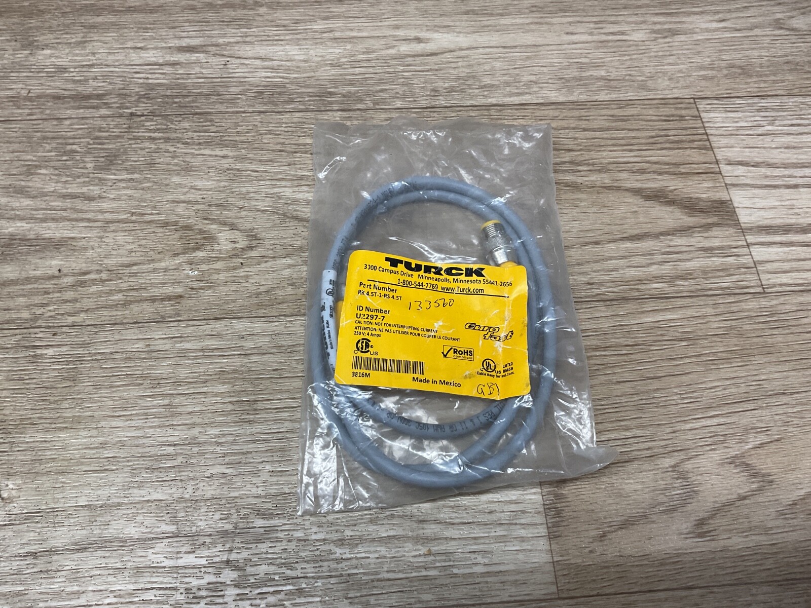 New Turck RK 4.5T-1-RS 4.5T U2297-7 Eurofast Cable Euro Fast Male/Female #71D46