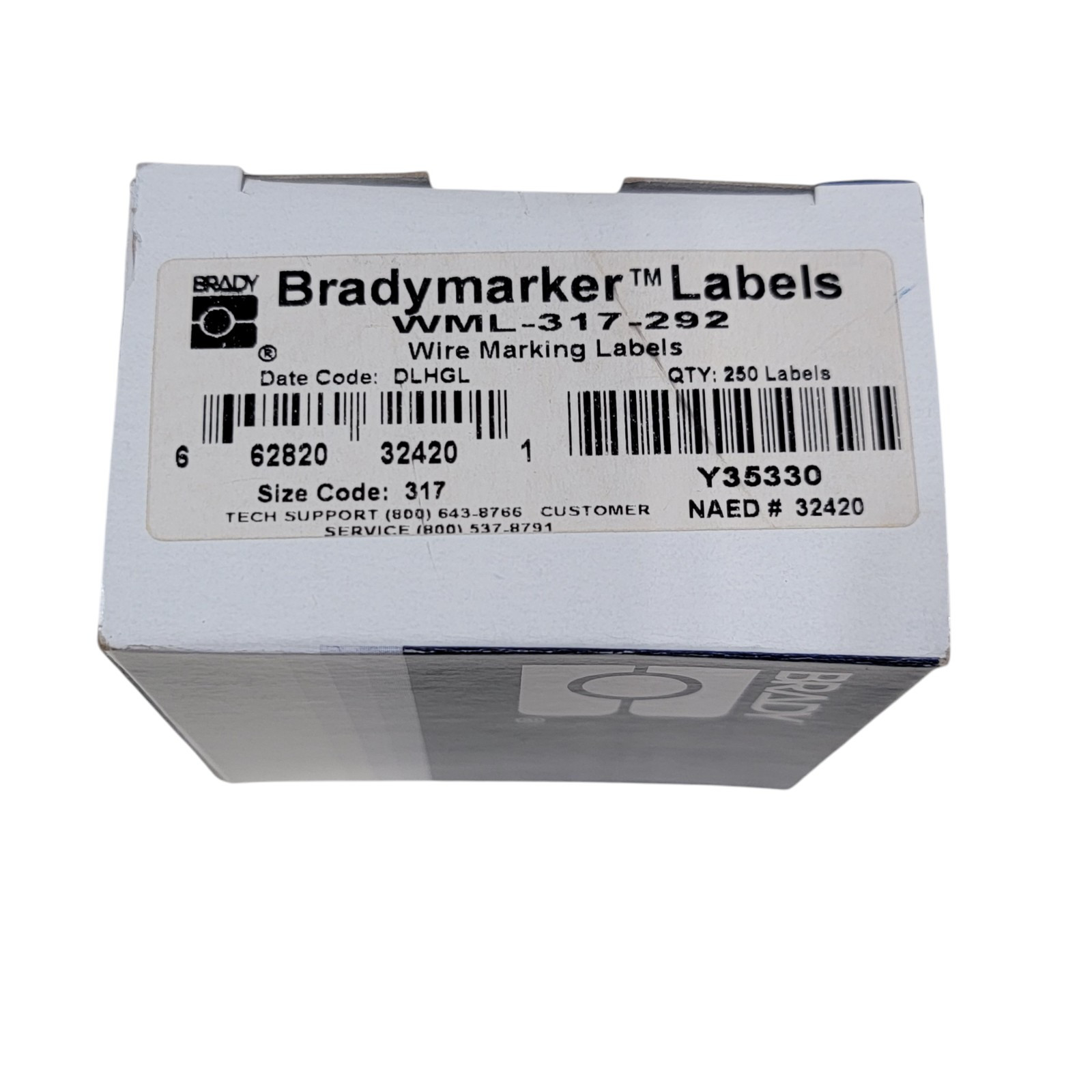 Brady WML-317-292 White on Translucent 250 Labels per Roll 1-1/4 H x 1-1/2 W