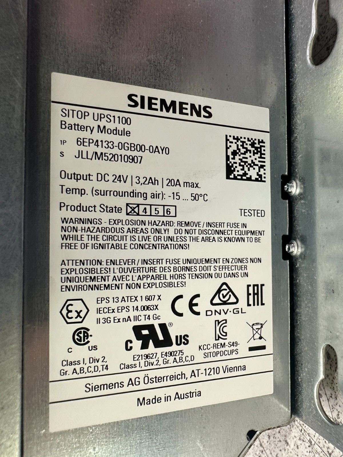 Siemens 6EP4133-0GB00-0A Sitop UPS1100 Battery Module