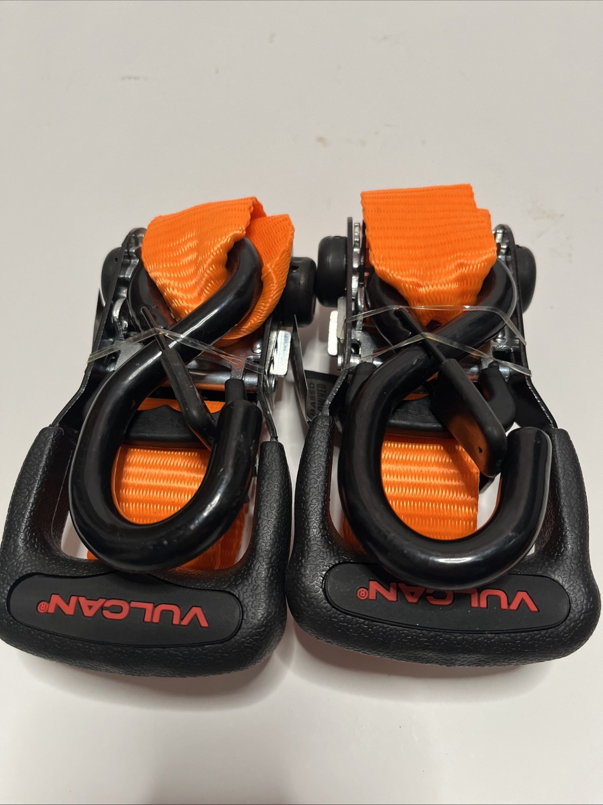 2-Pack VULCAN 1.6 in. x 8 ft. Safety Orange Ratchet Strap & Loop Tie Down Kit