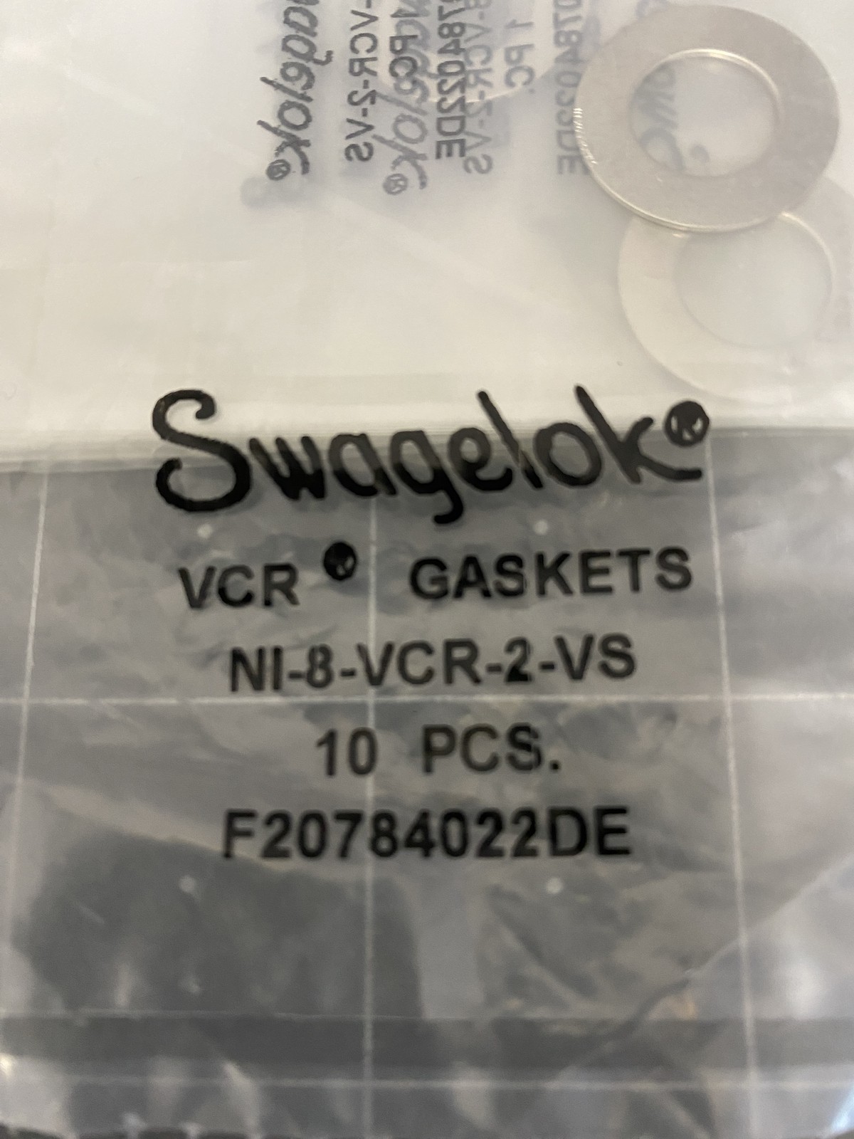 Swagelok VCR Gaskets PN: NI-8-VCR-2-VS