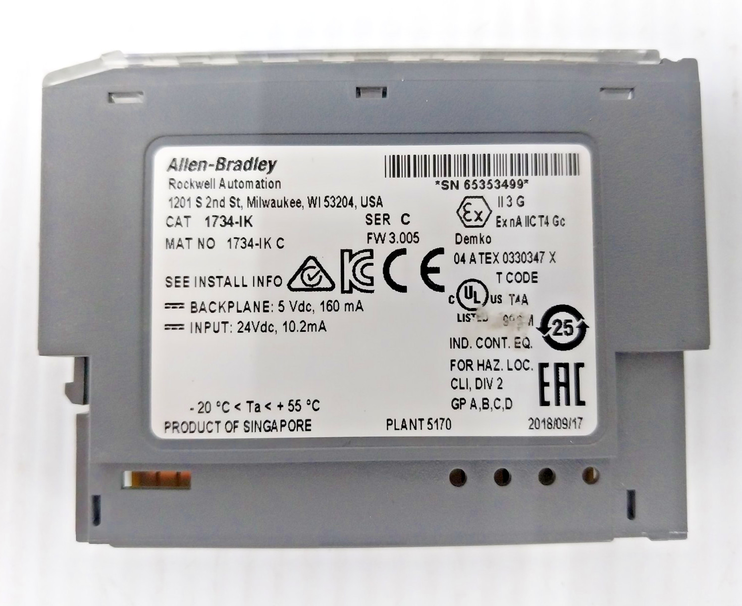 New Allen-Bradley Point I/O Incremental Encoder Interface 1734-IK SER C