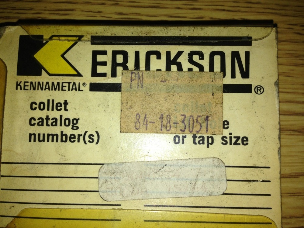ERICKSON 84-18-3051, Collet Styles Kennametal, SHIPSAMEDAY # 1620D